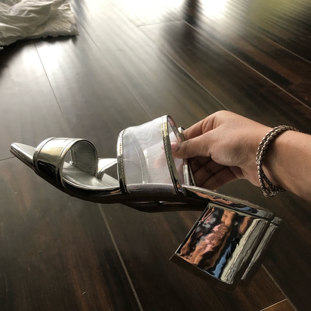 NWOT Forever 21 Silver Mesh Wedges/ Slippers
